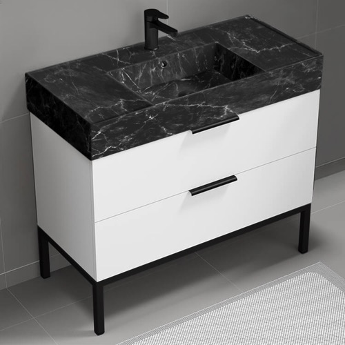 Modern Bathroom Vanity, 40 Inch, Black Marble Style Sink, Free Standing Modern Bathroom Vanity, 40 Inch, Black Marble Style Sink, Free Standing Nameeks DERIN895